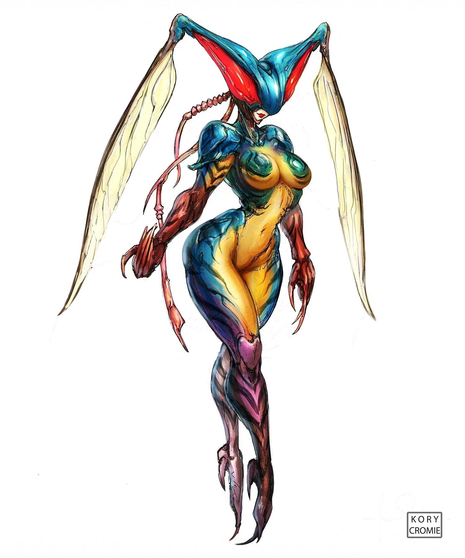 arthropod humanoid, ass, breasts, bug, bug features, bug girl, child bearing hips, humanoid, hydrasect, kamen rider, kamen rider j, kory cromie, masked rider (series), multicolored body, saban entertainment, simple background, thick ass, toei company, wasp humanoid, wasp waist, watermark, wings, wings on head, zu (kamen rider j)