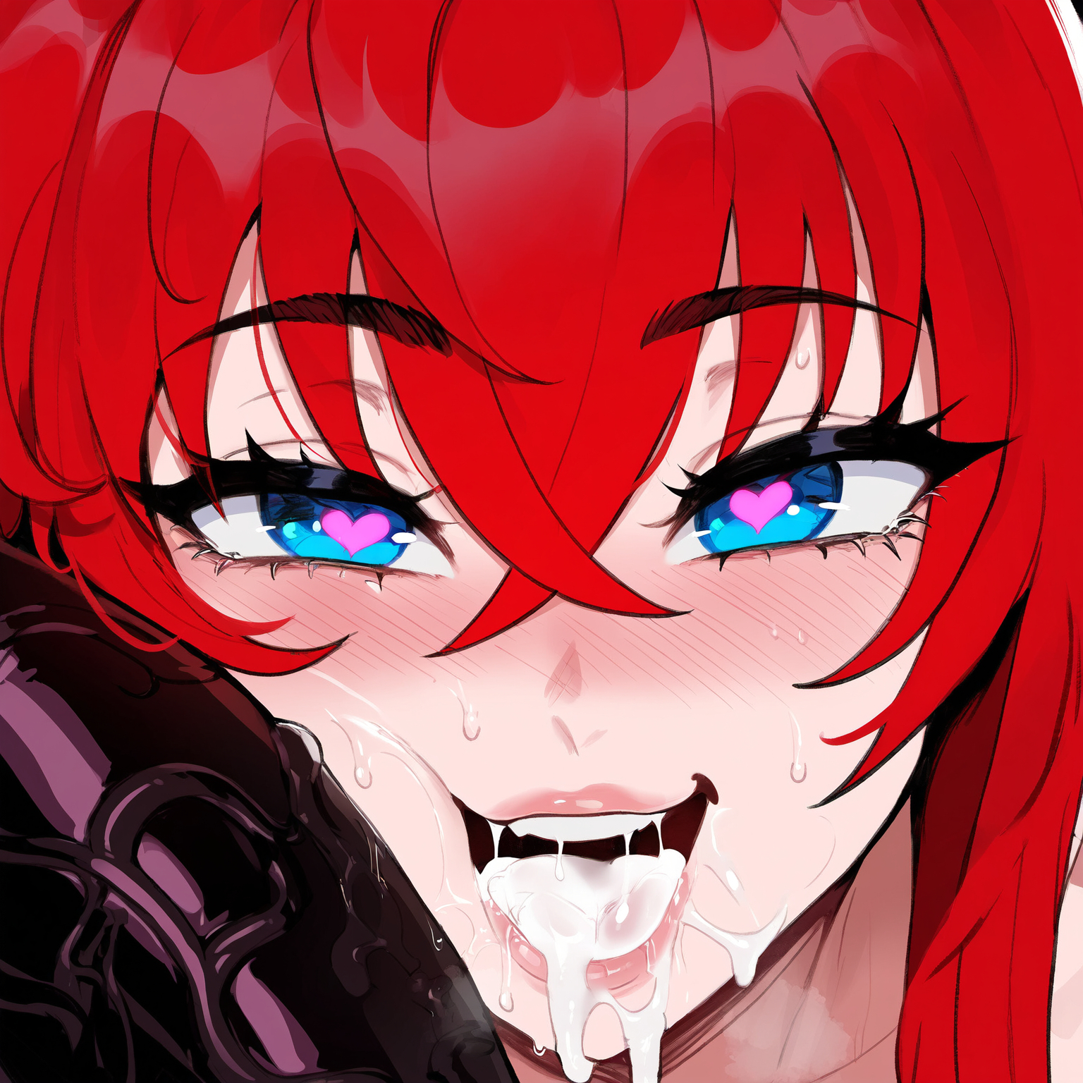 1boy, 1girls, after fellatio, ai generated, ass, big breasts, breasts, completely naked, completely naked female, completely nude, completely nude female, cum, cum in mouth, dark-skinned male, female, female focus, heart-shaped pupils, high school dxd, hips, huge ass, huge breasts, huge cock, juuicyai, large breasts, light-skinned female, long hair, looking pleasured, loving it, male, naked, naked female, navel, nude, nude female, open mouth, penis, red hair, rias gremory, thick thighs, thighs, tongue out, wide hips