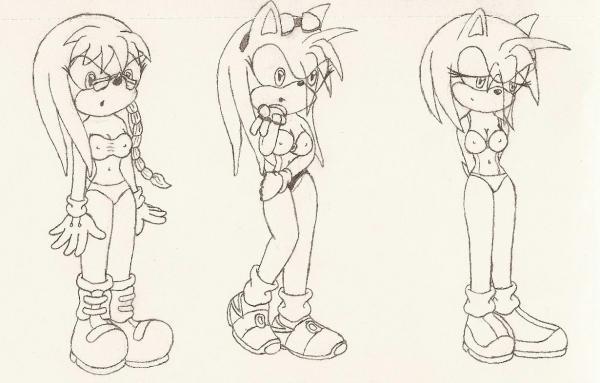 3girls amy_rose archie_comics becky_the_hedgehog bikini female female_only lara-su nipple_bulge purity_the_hedgehog sonic_(series) sonic_oc sonikdude750 tagme traditional_media_(artwork)