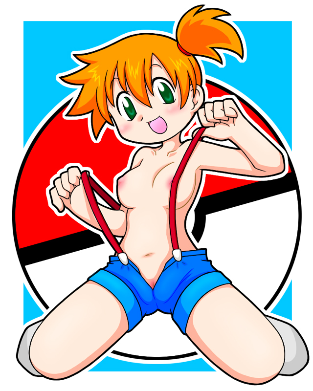 blush breasts cameltoe color female female_only green_eyes gshinobi human human_only kasumi_(pokemon) nipples pokemon pussy smile solo topless uncensored