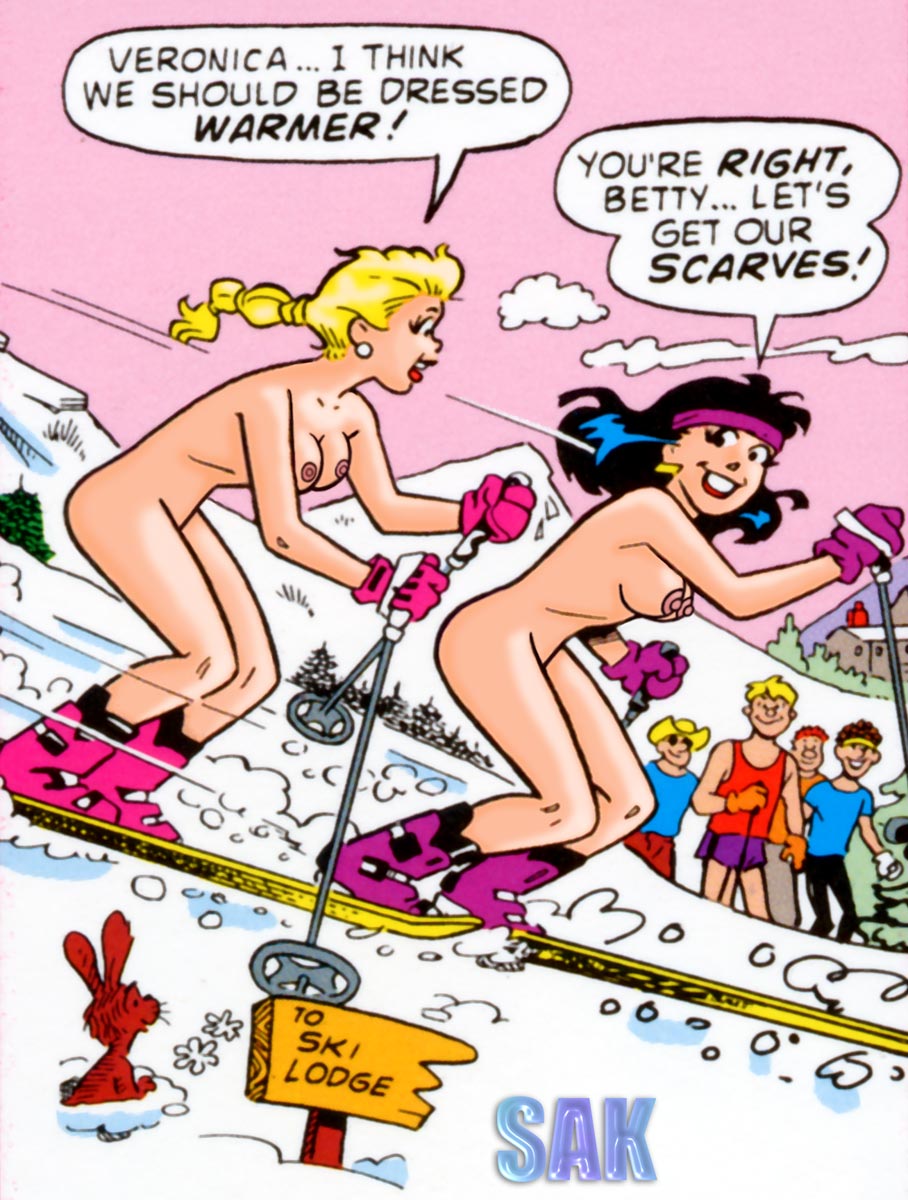 2girls archie_comics ass betty_and_veronica betty_cooper black_hair blonde_hair breasts cover multiple_girls nude sak ski smile veronica_lodge