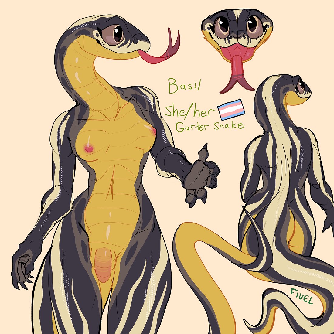 1:1 2020 5_fingers anthro areolae ass balls basil_(fivel) black_body black_scales breasts claws english_text erect_nipples eyelashes fingers fivel flaccid forked_tongue front_view futa_only futa_sans_pussy futanari garter_snake genitals headshot_portrait humanoid_genitalia humanoid_penis intersex large_ass lgbt_pride_colors long_neck long_tongue multicolored_body multicolored_scales multiple_poses navel nipples non-mammal_breasts nude open_mouth open_smile orange_body penis portrait pose pride_colors rear_view reptile scales scalie small_breasts smile snake snake_futa solo standing text three-quarter_portrait tongue transgender_pride_colors white_body white_scales wide_hips yellow_body yellow_scales