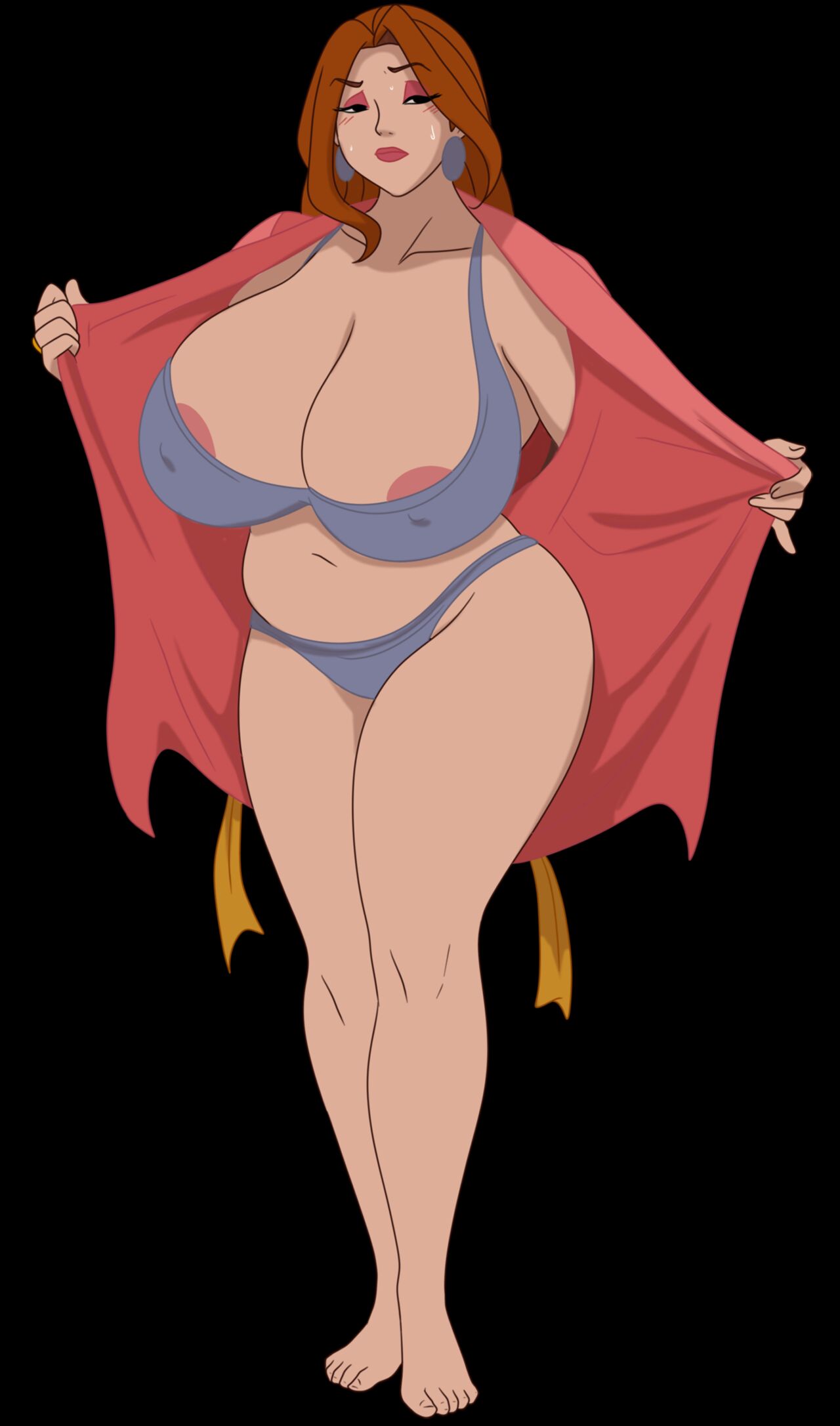 1girls, areolae, big breasts, bikini, breasts, brown hair, busty, chubby, chubby female, clothed, debra (discreenvision), discreenvision, earrings, eyebrows visible through hair, eyelashes, eyeshadow, female, female focus, huge breasts, inusen, large breasts, lips, lipstick, long hair, mature, mature female, milf, mother, older female, the secret of the house, thick thighs, thighs, undressing, voluptuous, wide hips