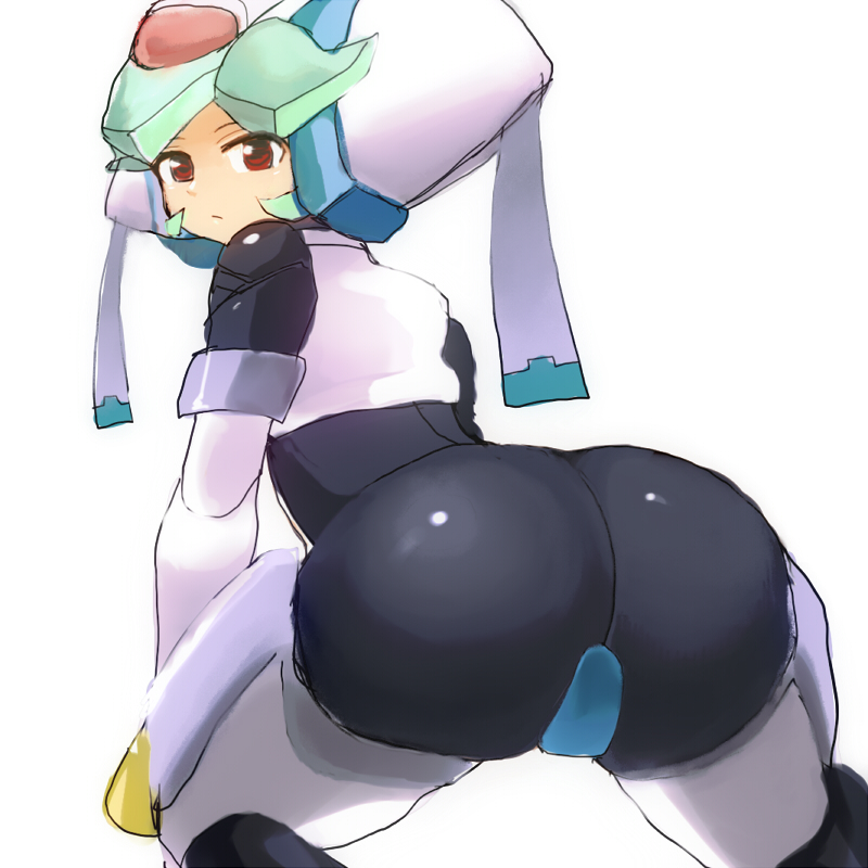 1girls android ass ass_focus back_view big_ass bodysuit buredoran female female_focus female_only gem green_hair helmet light-skinned_female light_skin looking_at_viewer looking_back looking_back_at_viewer mega_man mega_man_zx pandora_(mega_man) red_eyes red_gem robot robot_girl round_ass solo solo_female solo_focus tagme tagme_(artist) white_background