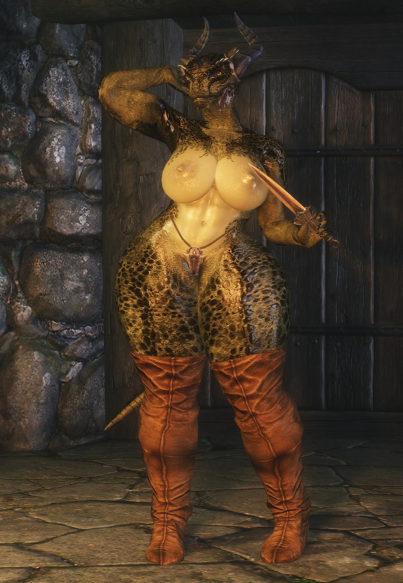 1girls, argonian, argonian female, big breasts, breasts, curvaceous, curvy female, curvy hips, female, huge breasts, scalie, skyrim, solo, the elder scrolls, thick thighs