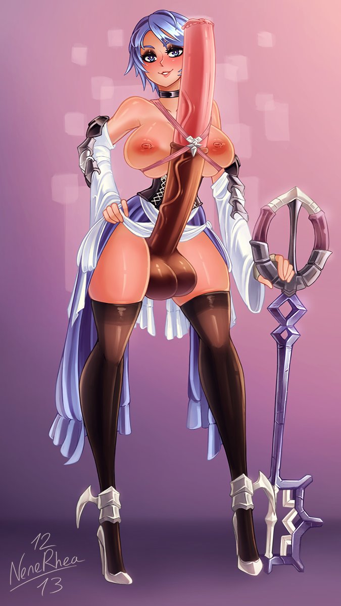 1futa animal_genitalia animal_penis aqua_(kingdom_hearts) areolae balls big_balls big_breasts blue_hair breasts choker clothed clothing curvy erection functionally_nude futa_only futanari high_heels horse_penis horsecock horsecock_futanari huge_cock human human_with_animal_genitalia keyblade kingdom_hearts kingdom_hearts_birth_by_sleep kingdom_hearts_iii leggings looking_at_viewer nenerhea nipples partially_clothed penis short_hair skindentation solo square_enix thick_thighs thighhighs veiny_penis very_long_penis weapon wide_hips