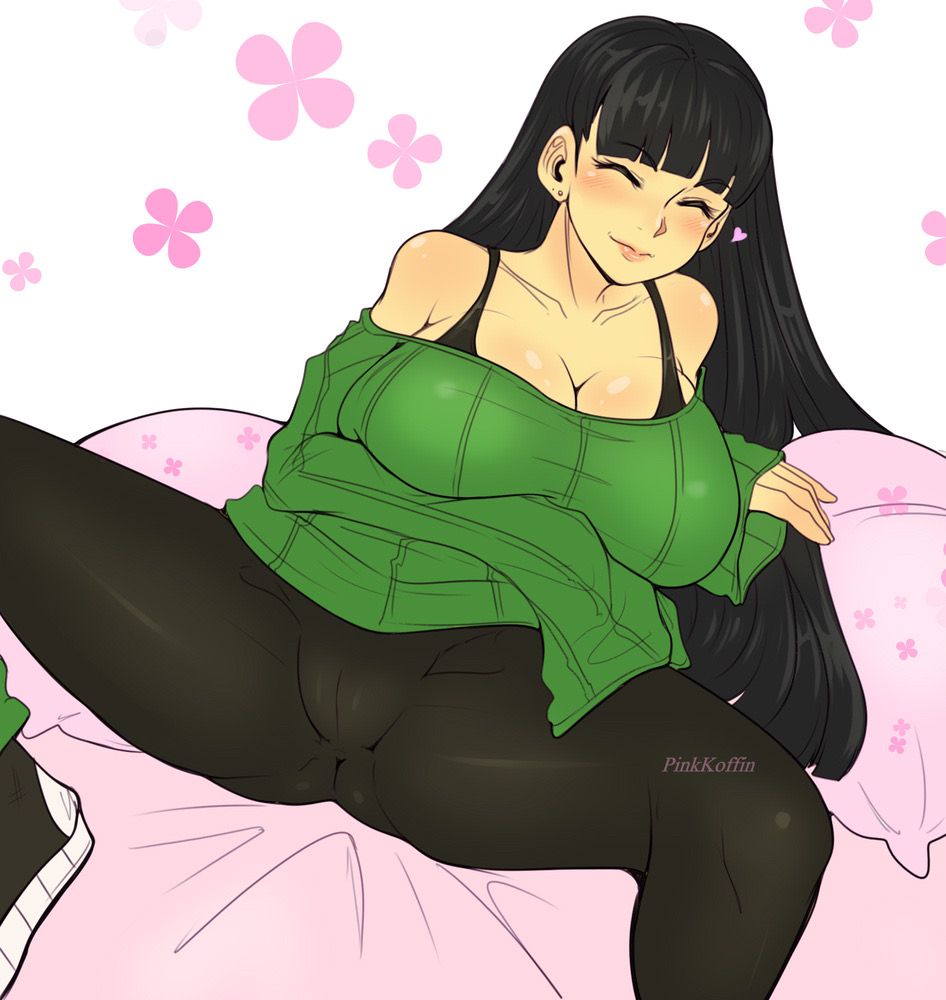 1girls aged_up black_hair blush breasts cameltoe cartoon_network cleavage codename:_kids_next_door female female_only fully_clothed fusionfall heart human human_only kuki_sanban light-skinned_female light_skin numbuh_3 pinkkoffin shoes smile sneakers solo solo_female spread_legs straight_hair sweater yoga_pants