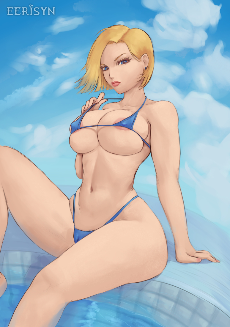 1girls android_18 blonde_hair blue_eyes cameltoe cleavage curvy dragon_ball eerisyn erect_nipples female huge_areolae huge_ass huge_breasts puffy_nipples short_hair thick_lips voluptuous wide_hips