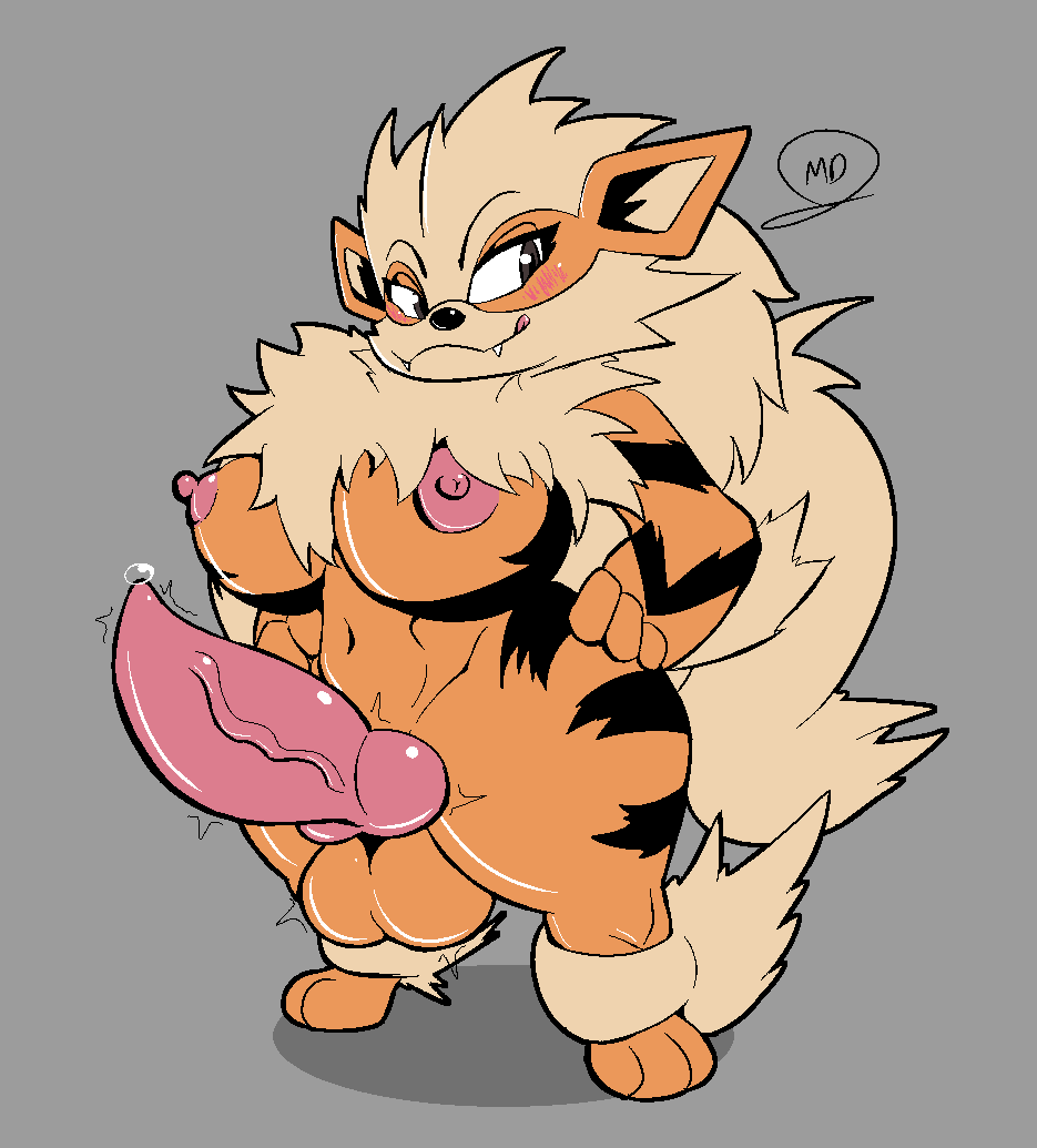 1futa 2020 aliasing animal_genitalia animal_penis anthro arcanine balls big_balls big_breasts big_penis blush bodily_fluids breasts canid canine canine_penis erection eyelashes fangs fur futanari genital_fluids genitals hands_on_hips herm huge_cock intersex knot licking licking_lips mammal mdjoe nintendo nipples nude orange_body penis pokemon pokemon_(species) precum shortstack signature simple_background smile solo stripes thick_tail thick_thighs throbbing_penis tongue tongue_out video_games wide_hips