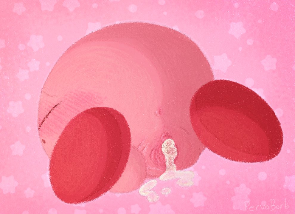 after_sex anthro cum cum_in_pussy feet female female_only kirby kirby_(series) pervoborb red_feet solo solo_female vagina