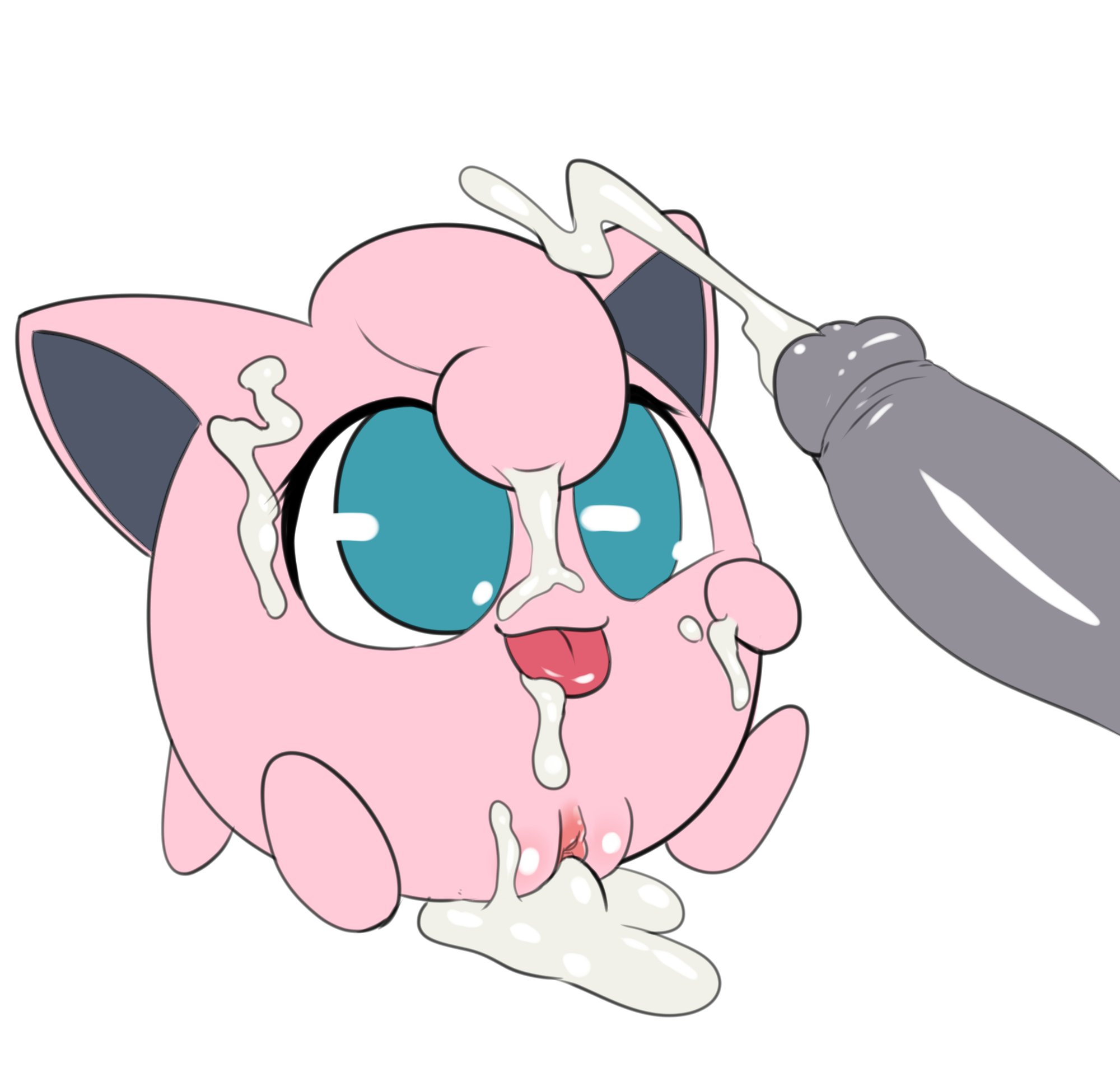 big penis, blue eyes, cum, cum in face, cum in pussy, cum inside, cum on body, cum on face, cute, cute face, dizzytizzy, eyelashes, feet, female, grey penis, hair, jigglypuff, looking at viewer, male, nintendo, penis, penis grab, pink body, pink hair, pink skin, pokemon, pokemon (species), pussy, smile, super smash bros., super smash bros. ultimate, waddling head