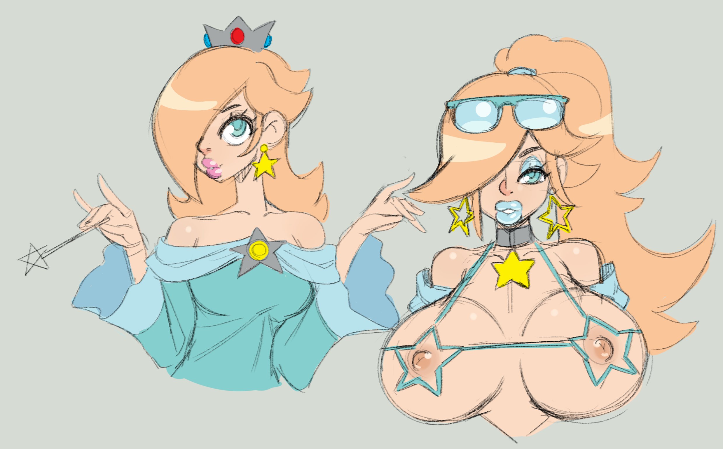 1girls, big lips, bimbo, bimbofication, bimbophi, blue lipstick, breast expansion, breast growth, breast growth (enlargement), breasts, female, female only, huge breasts, mario (series), nintendo, princess rosalina, solo, solo female, super mario galaxy, tagme, video games