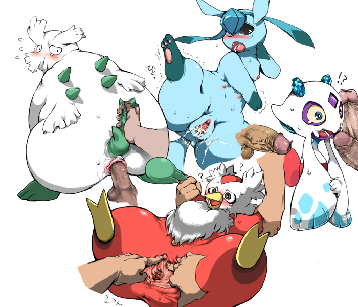 2009 abomasnow anal_sex anus ass blush confused cum delibird eeveelution froslass generation_2_pokemon generation_4_pokemon glaceon nintendo nipples pixiv137355 pokemon pokemon_(species) pokephilia thighs worried