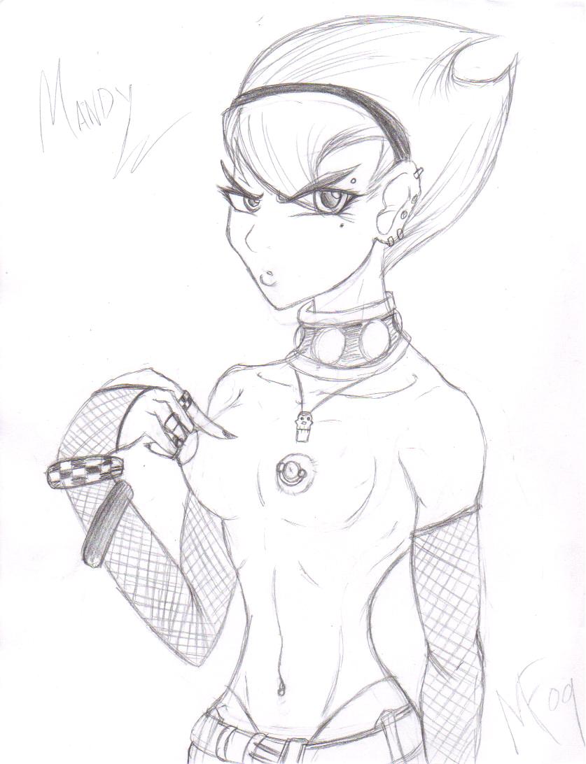 aged_up belt breasts cartoon_network clothing female female_only human mandy mandy_(billy_and_mandy) maujenfijeta monochrome pointy_chin short_hair solo straight_hair tagme the_grim_adventures_of_billy_and_mandy topless