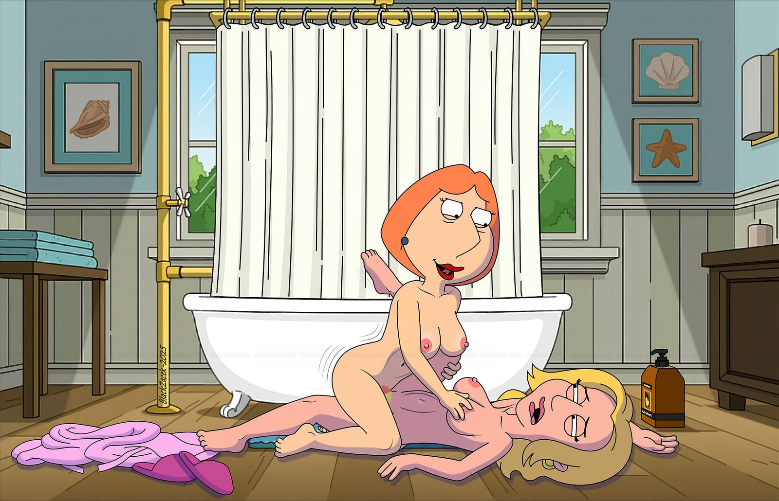 2girls, 3girls, accurate art style, ambiguous consent, barefoot, bathroom sex, bathtub, blackzacek, blonde hair, breast squeeze, breasts, cheating, cheating wife, collar, dottie, dubious consent, earrings, family guy, feet, female, female only, female pubic hair, female rapist, female/female, forced, grabbing another's breast, hand on breast, hand on thigh, kitchen, laying down, lesbian sex, lezdom, lipstick, lois griffin, long hair, mature, mature female, medium hair, milf, motion lines, multiple females, multiple girls, nipples, nude, nude female, on the floor, orange hair, pubic hair, pussy, pussy grinding, pussy on pussy, pussy to pussy, questionable consent, rape, red hair, rubbing pussies together, rubbing pussy, scissoring, sex, spread legs, toes, tribadism, yuri, yurihaven.com