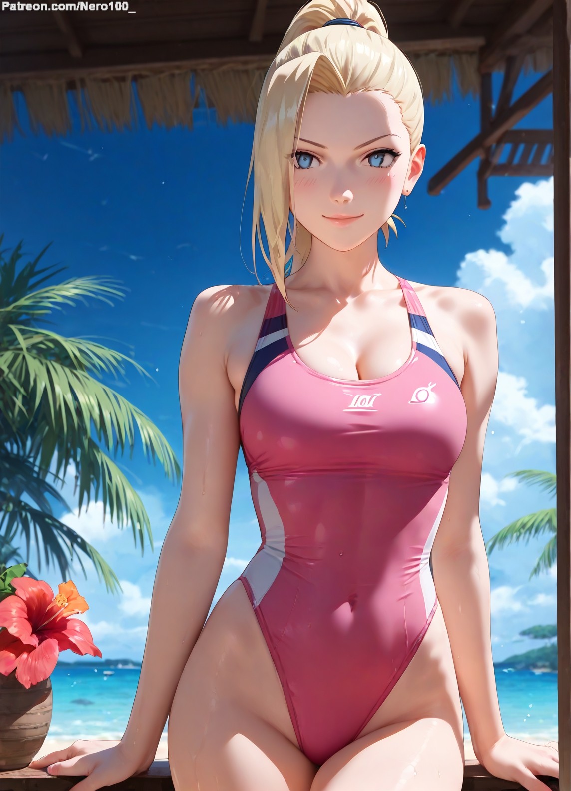 1girls, 2d, ai generated, areolae, big breasts, blonde female, blonde hair, boruto: naruto next generations, breasts, chest, cleavage, curvy, curvy figure, cute, cute face, detailed, eyelashes, eyeshadow, female, female only, fit, fit female, focus, hair, high quality, ino yamanaka, large breasts, legs, light skin, light-skinned female, lips, lipstick, long hair, makeup, mascara, naruto, naruto (series), naruto shippuden, outdoors, outside, pale skin, pale-skinned female, perky breasts, ponytial, posing, seductive, seductive look, stable diffusion, swimsuit, swimwear, tagme, thighs, thin waist