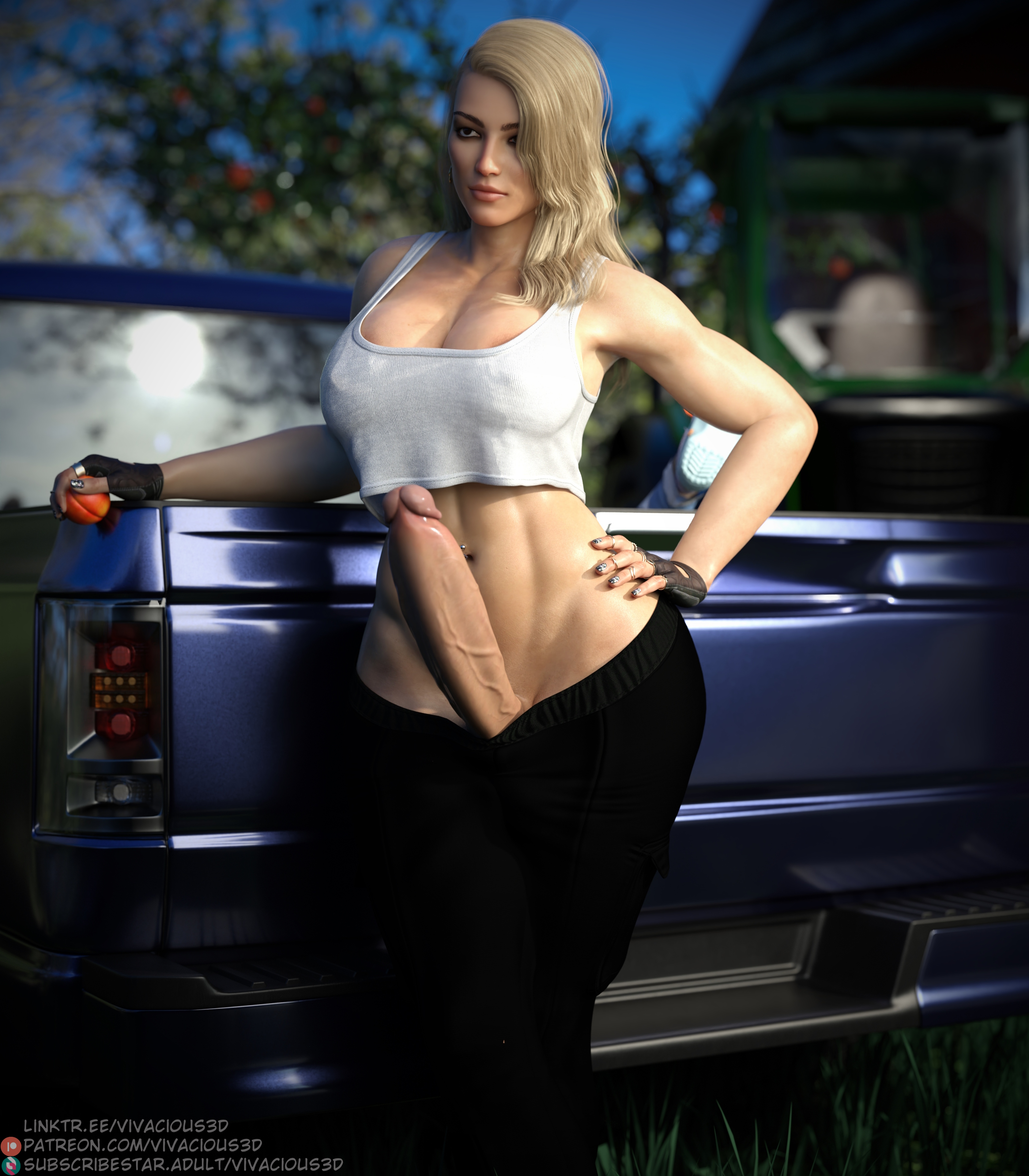 1futa, 3d, 3d (artwork), 3dx, big breasts, big penis, breasts, futa only, futanari, huge cock, intersex, large breasts, large penis, lydia (vivacious3d), muscles, muscular, muscular futa, penis, solo, veiny penis, vivacious3d