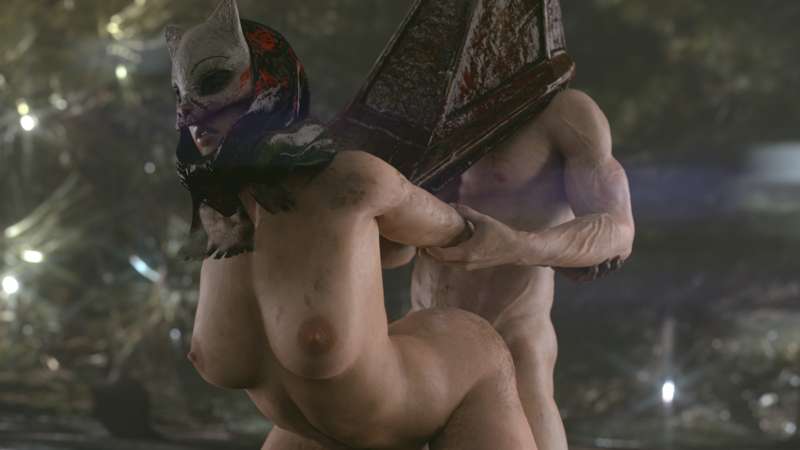 bent_over breasts dbd dead_by_daylight doggy_style female_penetrated huntress_(dead_by_daylight) lucosmico masked_female pulling_arms realistic_breast_size sex_from_behind tall_female