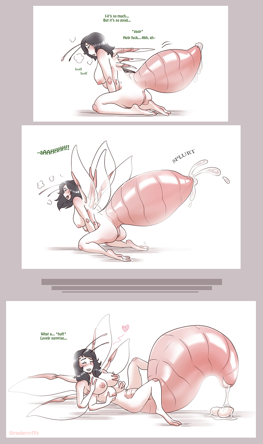 1girls 2021 2_toes 3_fingers 4_arms 4_breasts 4_nipples 4_wings antennae_(anatomy) areola arthropod arthropod_abdomen big_breasts black_hair blush bodily_fluids breasts colored dialogue egg egg_from_ovipositor egg_laying english_text feet female female_only fingers fondling genital_fluids genitals heart_symbol hi_res humanoid insect_wings insects kneeling lying matriarch_queen matriarch_worm multi_arm multi_breast multi_limb multi_nipple multi_wing naked nipples non-mammal_breasts nude on_back pussy self_fondle simple_background smile solo strawberrytfs text toes transformation white_background wings