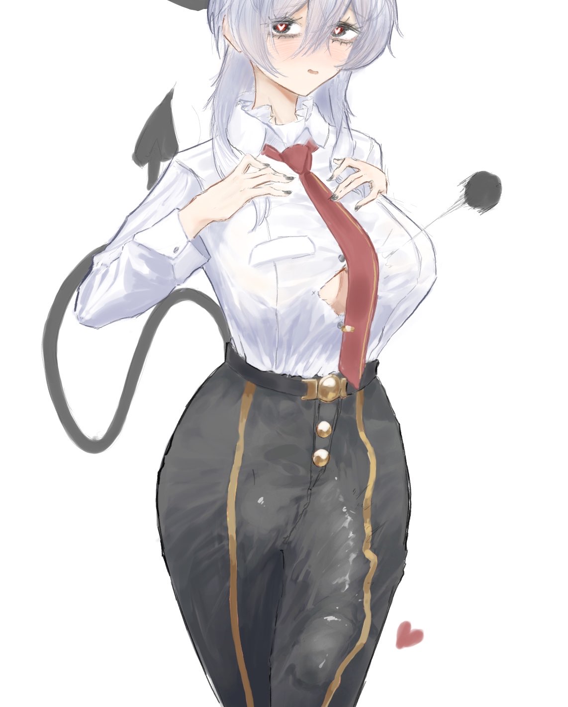 1futa, balls, big breasts, breasts, bulge, bulge down leg, clothed, clothes, clothing, cuora, erection under clothes, fully clothed, futa only, futanari, horns, huge balls, huge cock, human, intersex, light skin, light-skinned futa, looking back, penis, red eyes, solo, standing, thick thighs, wide hips, wuthering waves, zani (wuthering waves)