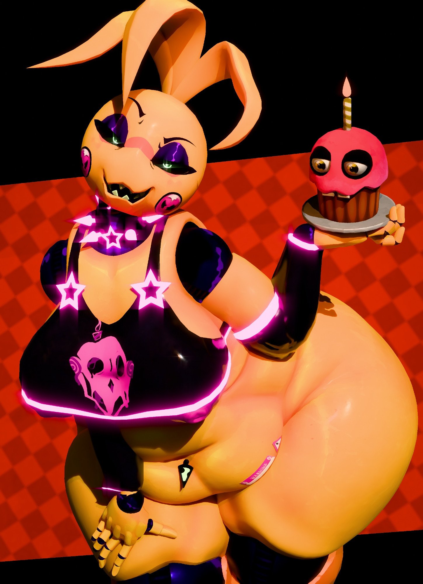 1girls, 3d, anaroth, anus, ass, bbw, belly, big ass, big belly, big butt, breasts, butt, chubby, chubby female, cupcake (fnaf), fat, fat ass, fat butt, fat female, five nights at freddy's, front view, ginormous ass, ginormous butt, goth, huge ass, huge belly, huge breasts, huge butt, huge thighs, justminkov, large ass, large belly, large butt, looking at viewer, massive ass, massive butt, overweight, overweight female, palmtreerothic, small breasts, solo, tagme, thick thighs, tongue out, toy chica (fnaf), toy chica (justminkov), venus body, video, wide thighs