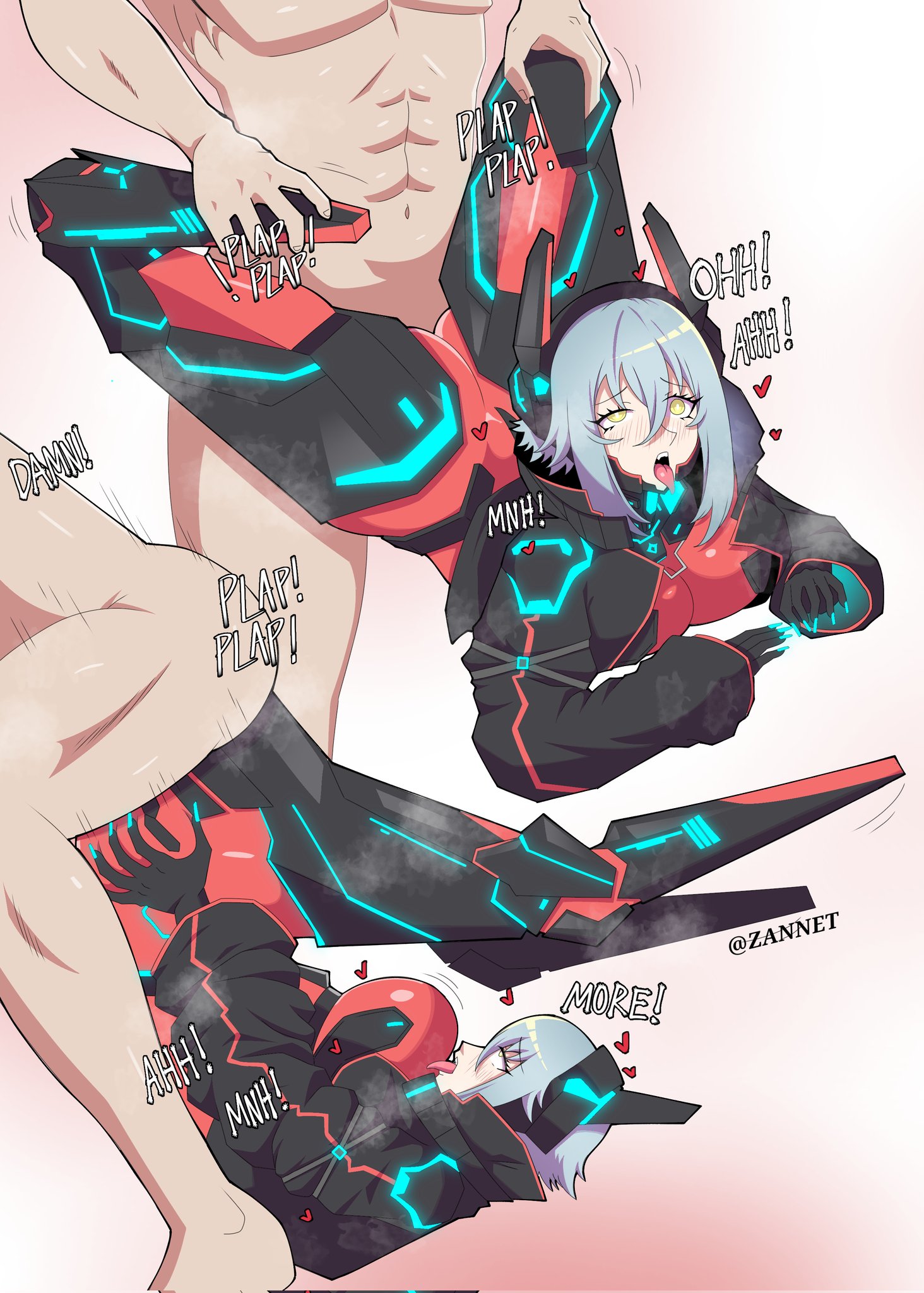 1boy, 1girls, clothed, clothed female nude male, clothing, female, indie virtual youtuber, light skin, light-skinned female, light-skinned male, male, nude, nude male, straight, unseen male face, virtual youtuber, vtuber, zannet, zentreya, zentreya (cyborg)