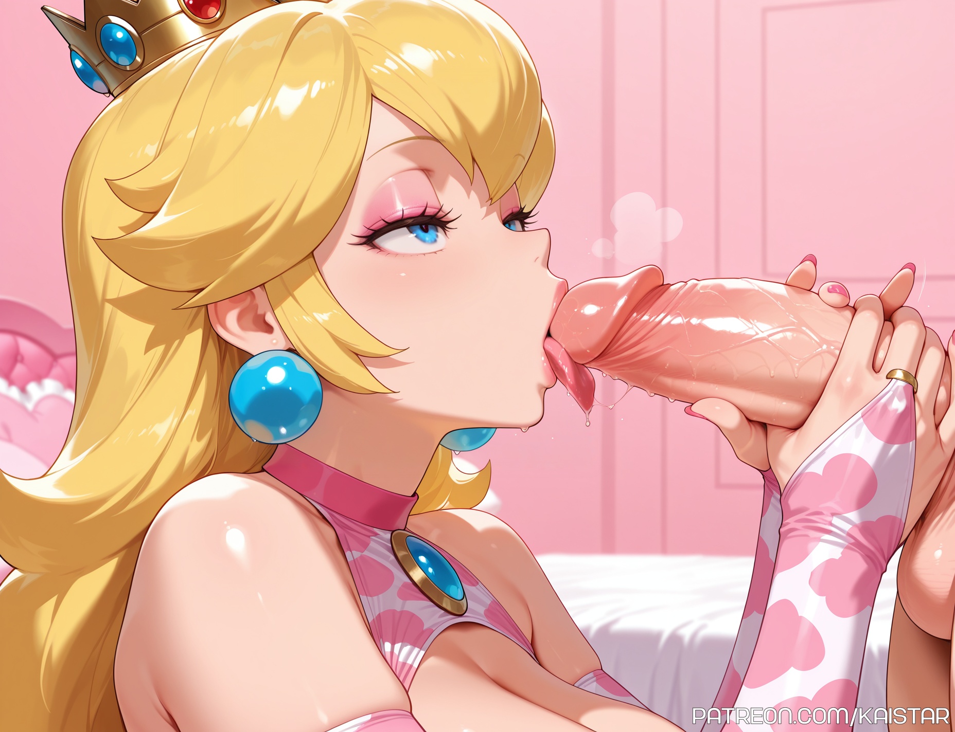 1boy, 1boy1girl, 1female, 1girl1boy, 1girls, ai generated, big breasts, big cock, big penis, blonde hair, blue eyes, breasts, cock, cow girl, cow print, female, from side, grabbing, handjob, high resolution, highres, huge boobs, huge breasts, huge cock, kaistar, large boobs, large breasts, large cock, large penis, licking, licking penis, long hair, male, male/female, mario (series), mario bros, mario kart, nintendo, oral, patreon, penis, penis on tongue, pink eyes, princess peach, super mario bros., super smash bros.