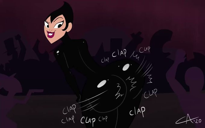 1girls adult_swim ameizing_lewds ashi_(samurai_jack) ass ass_clapping background_characters big_ass black_eyes black_hair bodysuit bubble_ass bubble_butt cambion cartoon_network clapping clapping_cheeks dark_hair dat_ass demon_girl feet female half_demon huge_ass human humanoid jpeg large_ass lipstick lower_teeth lowres makeup red_lips red_lipstick samurai_jack signature solo text thick thick_ass twerking upper_teeth watermark wide_hips