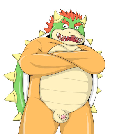 2006 anthro balls bowser digital_media_(artwork) flaccid genitals kemono koopa lako low_res male mario_(series) nintendo oekaki overweight overweight_male penis scalie simple_background small_penis video_games white_background