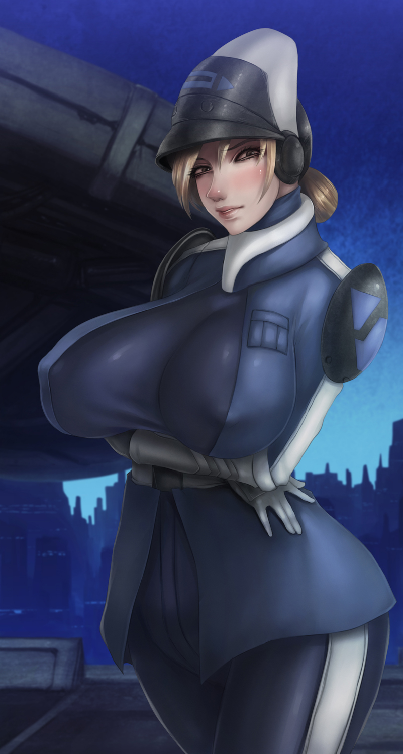 1girls big_breasts blonde_hair blush breasts brown_eyes clothed clothing curvy female female_focus female_only highres looking_at_viewer maketh_tua nipples okai pose revealing_clothes short_hair solo star_wars star_wars_rebels wide_hips