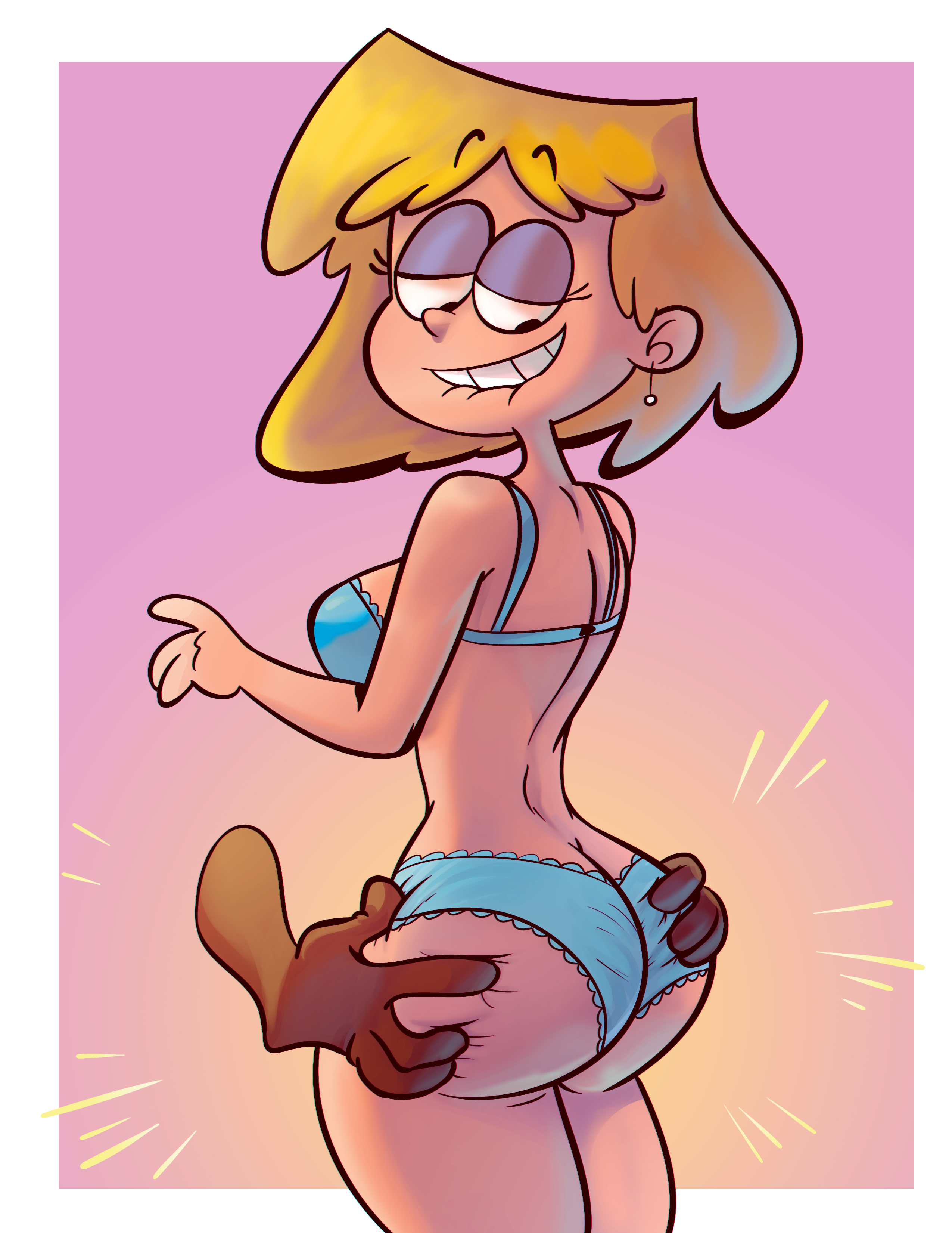 1girls, ass, ass cleavage, ass crack, big ass, big butt, biting lip, blonde hair, blush, bobby santiago, bra, breasts, butt crack, disembodied arm, disembodied hand, disembodied hands, eyeshadow, female, grope, groping, half-closed eyes, lori loud, nickelodeon, panties, sideboob, the casagrandes, the loud house, thegatewaymeat, thick, thick thighs, thighs, underwear