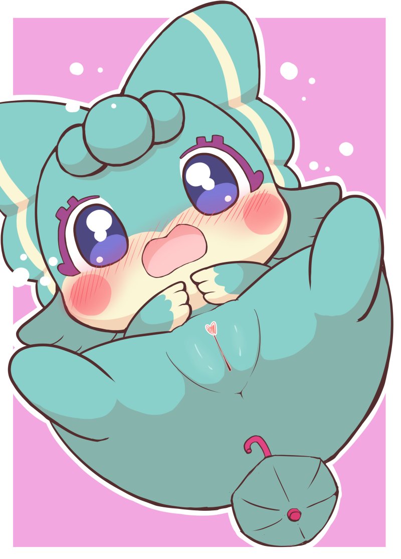 ameri_(cocotama) anthro anus chibi cocotama female furry hirake!_cocotama kajiura pussy solo solo_female spread_legs spreading umbrella