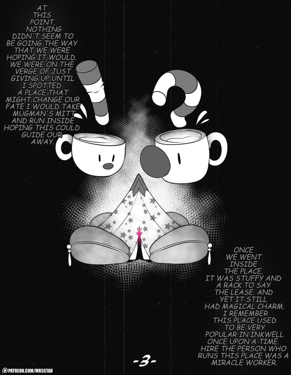 2boys black_and_white cuphead cuphead_(game) english_text femboy inkwell mr5star mugman tagme