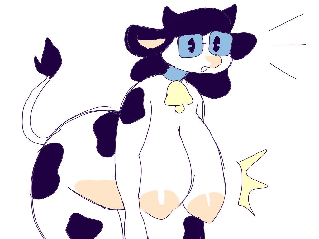 1girls bell big_breasts black_fur black_hair bovid bovine breasts chubby cow cow_bell cow_ears cow_tail female female_only fur furry glasses hair horn horns pepper_(puppychan) puppychan simple_background solo spotted_fur surprised tagme tail thick_thighs transformation voluptuous white_background