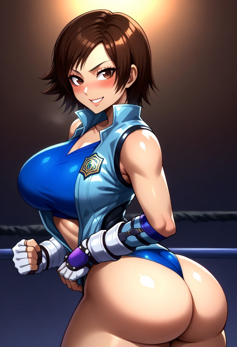 1girls ai_generated ass asuka_kazama bandai_namco blush breasts brown_eyes brown_hair clothing female female_only huge_ass huge_breasts human japanese japanese_female kazama_asuka light-skinned_female light_skin looking_at_viewer looking_back namco smile solo tekken tekken_5_dark_resurrection tekken_6 tekken_6_bloodline_rebellion tekken_7 tekken_8 tekken_tag_tournament_2 video_game_character voluptuous voluptuous_female