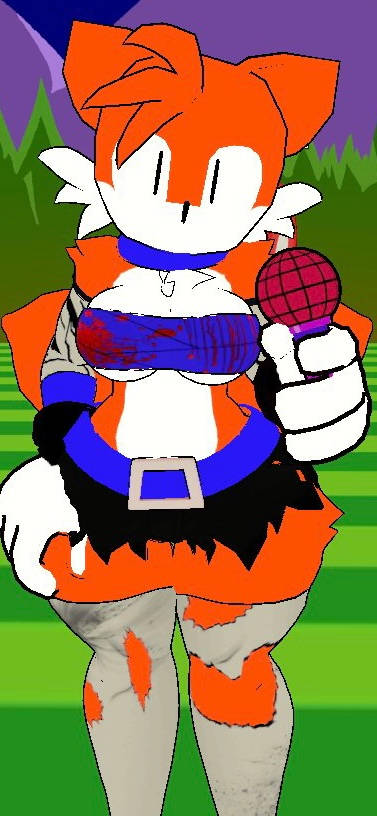 1girls anthro bandage belt belt_buckle blue_belly blue_scarf breasts female female_only fox fox_girl fox_tail friday_night_funkin friday_night_funkin_mod furry genderswap_(mtf) gloves luther_(needlemouse) marble_zone_(sonic_games) needlemouse_(series) rule_63