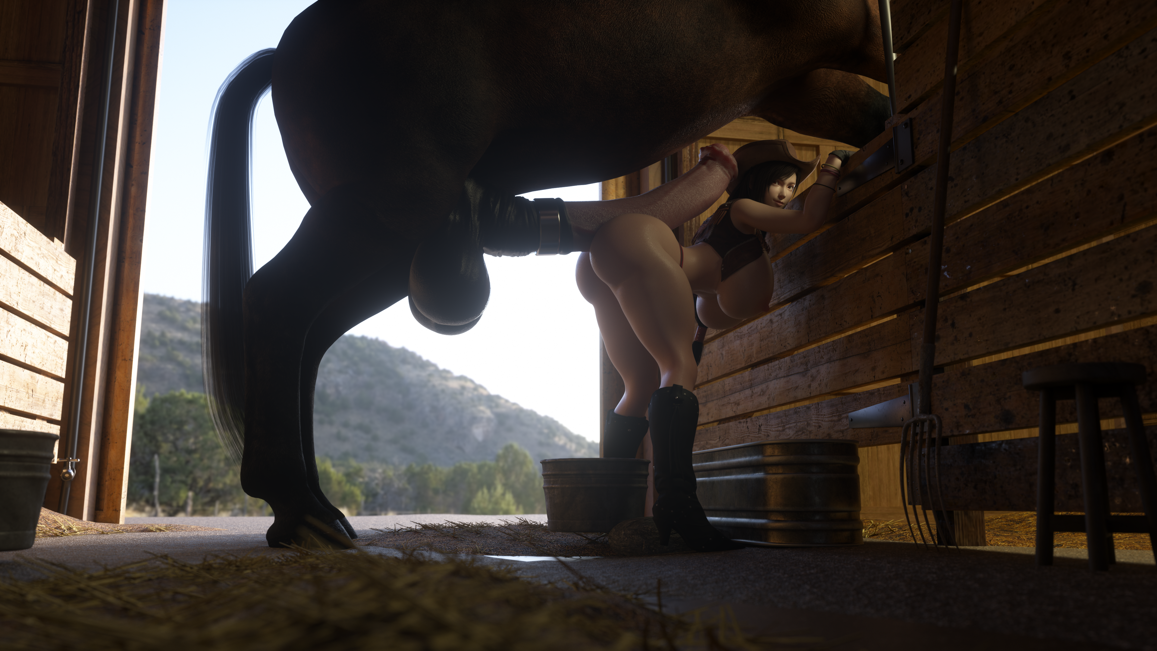 1animal, 1girls, 3d, apple butt, asking for it, ass, big ass, big breasts, breasts, bubble ass, bubble butt, cock hungry, cock ring, cowboy hat, cowgirl, cowgirl outfit, female, feral, final fantasy, final fantasy vii, final fantasy vii remake, from behind, horse, horsecock, huge ass, huge breasts, icedev, imminent sex, large ass, large breasts, larger feral, larger male, male, naked, nude, nude female, nudity, penis, size difference, smaller female, tifa lockhart, zoophilia