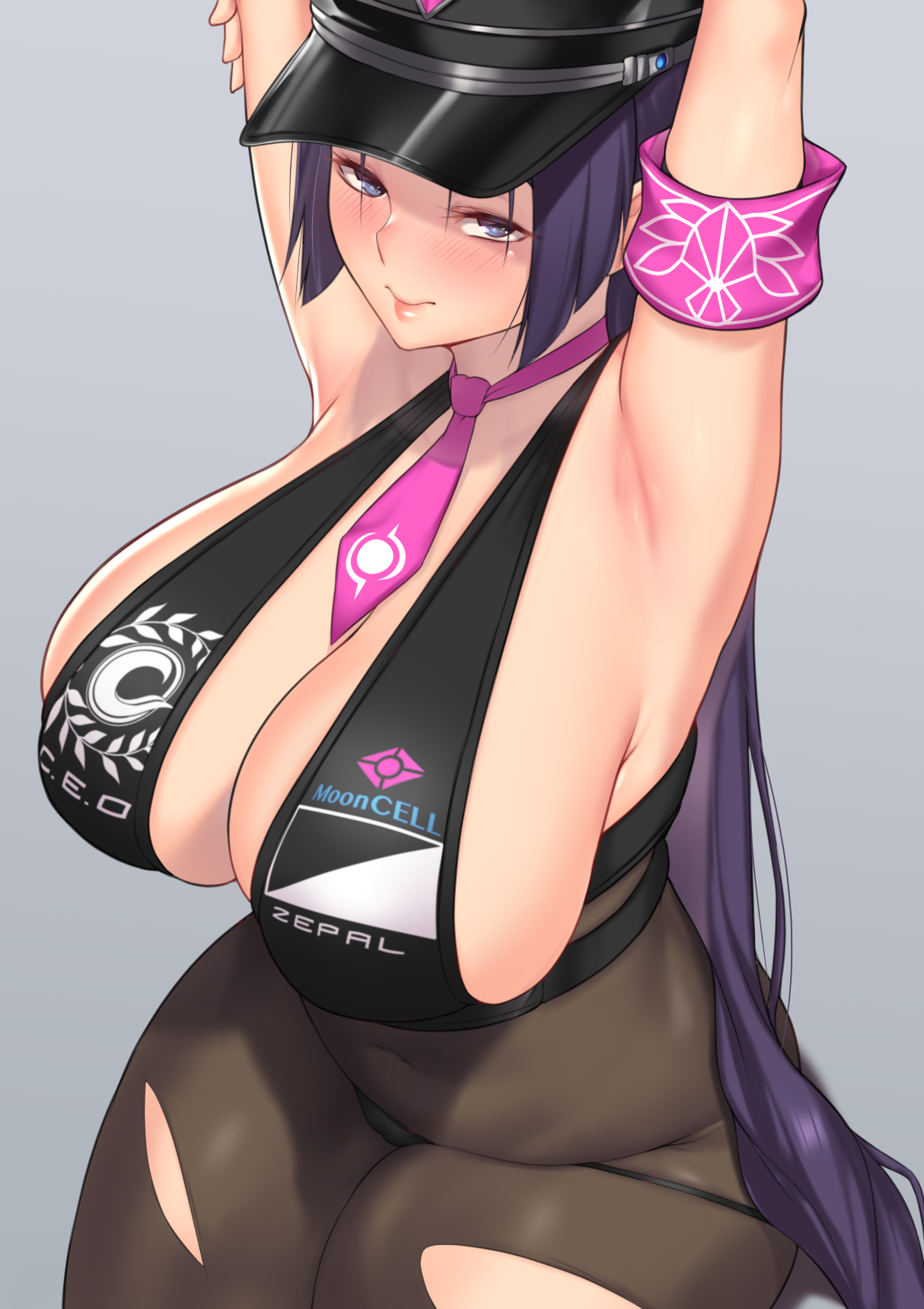 1girls, aster crowley, big breasts, breasts, cosplay, curvy, fate (series), fate/grand order, female, female focus, female only, high resolution, highres, hourglass figure, huge breasts, large breasts, long hair, mature, mature female, minamoto no raikou (fate/grand order), nipples, pantyhose, patreon, patreon reward, purple eyes, ripped pantyhose, tagme, thick thighs, voluptuous
