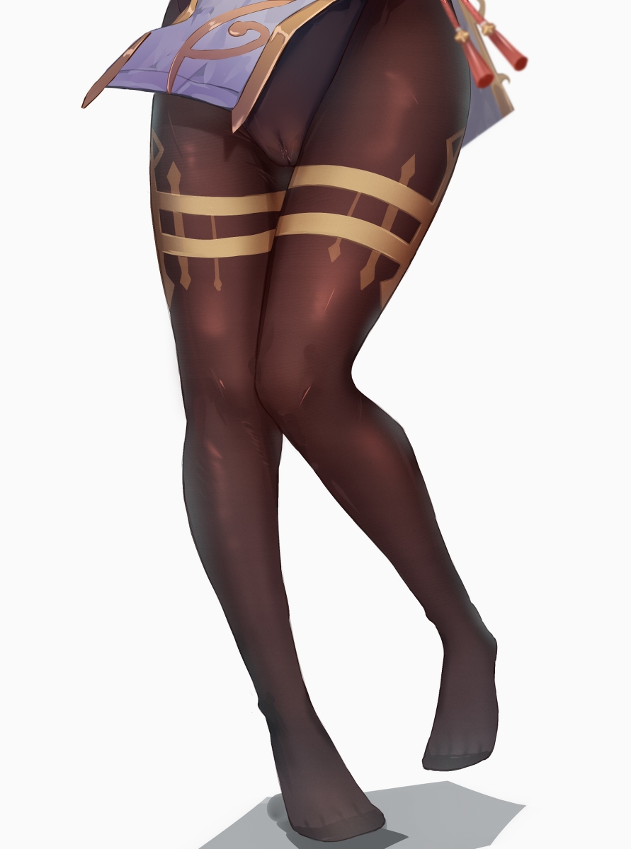 black legwear, black penis, female, ganyu (genshin impact), genshin impact, juice, long legs, male, penis