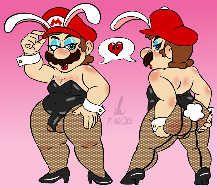 1boy bulge bunny_costume bunny_ears bunny_suit bunny_tail bunnysuit crossdressing fat_ass fishnets girly heels high_heels male male_only mario mario_(series) moustache pierump solo solo_male super_mario_bros. tagme thick_thighs trap what