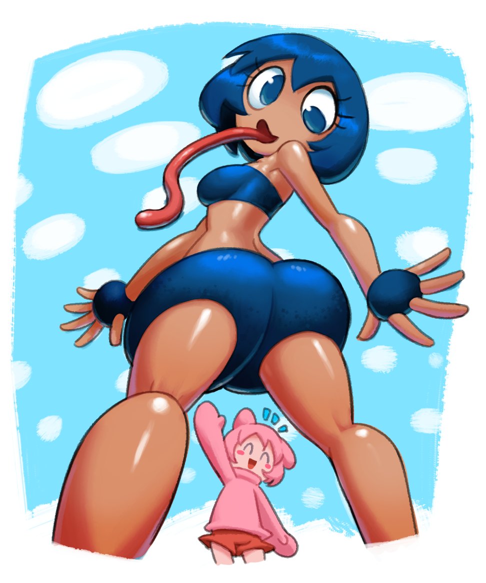 1boy ass cute dark-skinned_female dark_skin female gooey_(kirby) humanized kirby kirby_(series) kirby_boy kirby_dreamland_3 kirby_star_allies long_tongue minus8 nintendo