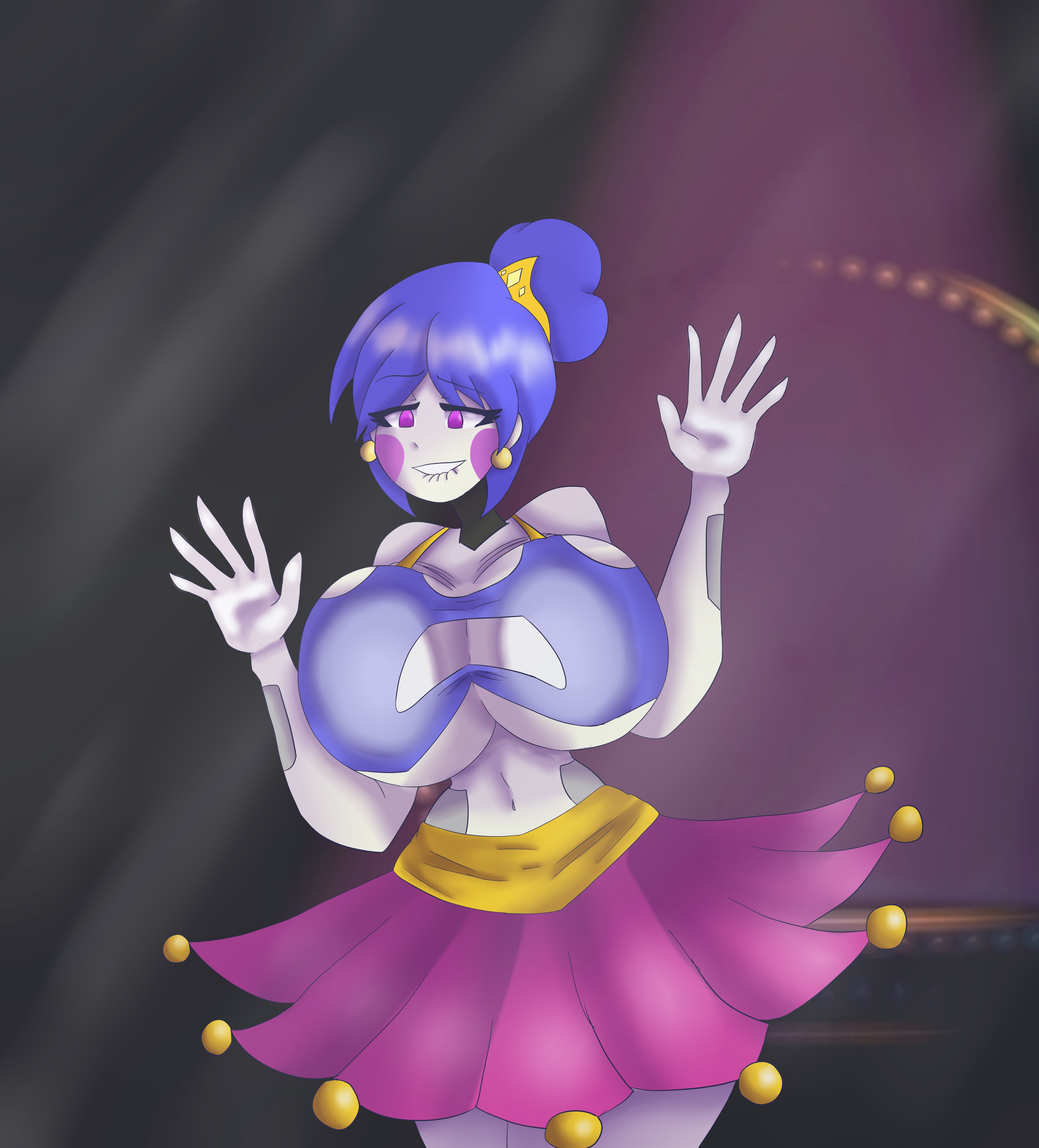1girls, against glass, ballerina, ballora, ballora (fnafsl), ballora (fnia), breasts, breasts against glass, breasts on glass, female, five nights at freddy's, five nights at freddy's: sister location, five nights in anime, fnia, full comfort, glass, huge breasts, on glass, solo