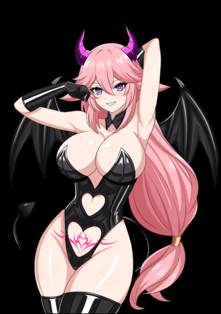 cosplay genshin_impact hfxpins pink_hair seductive_smile succubus succubus_horns succubus_tail succubus_tattoo succubus_wings yae_miko