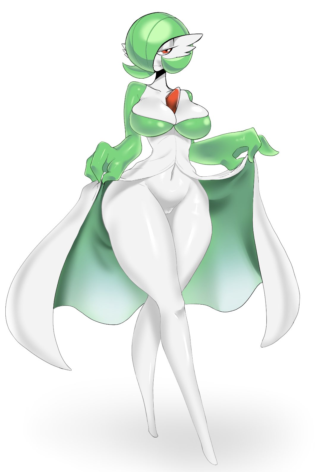 1girls, anthro, ass, breasts, female, female gardevoir, female only, gardevoir, nintendo, pokémon (species), pokemon, pokemon (species), pokemon rse, pussy, red eyes, shark-py, solo, thighs