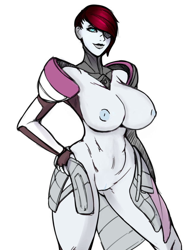 1girls armor armored_female awoken big_breasts blue blue_body blue_eyes blue_skin breasts breasts_bigger_than_head breasts_out destiny_(game) eyepatch female female_only functionally_nude functionally_nude_female hand_on_hip large_breasts lewdreaper looking_at_viewer nipples petra_venj red_hair solo solo_female tagme