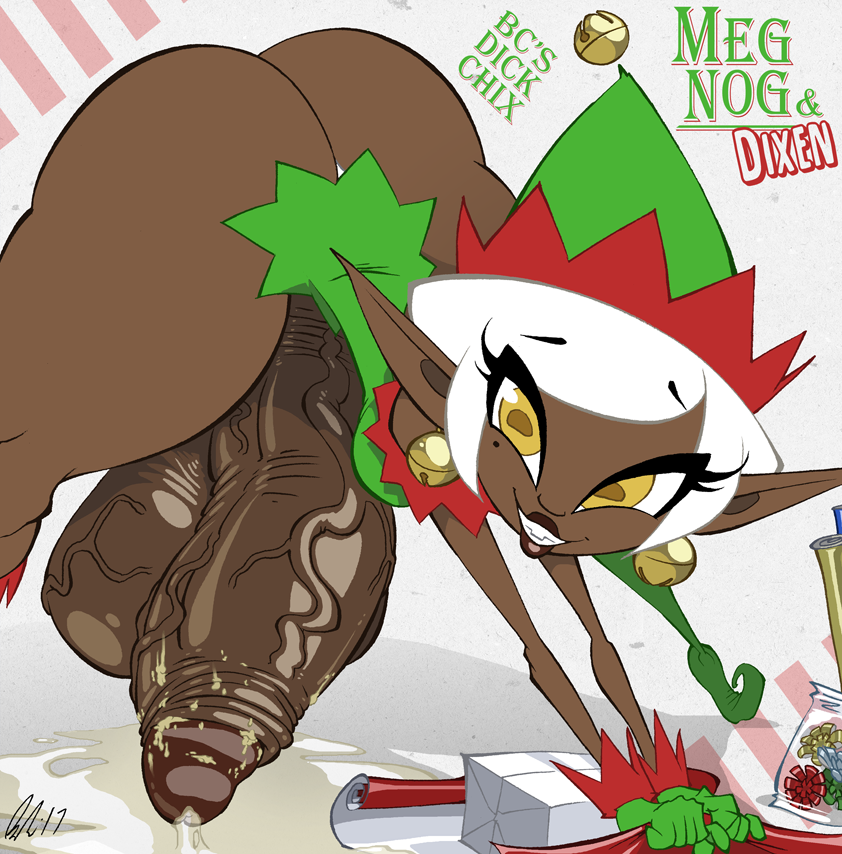 bcdickchix, bcfuta, brendancorris, christmas, cute, dark skin, dark-skinned futa, elf, futanari, intersex, meg nog (bcfuta), smegma