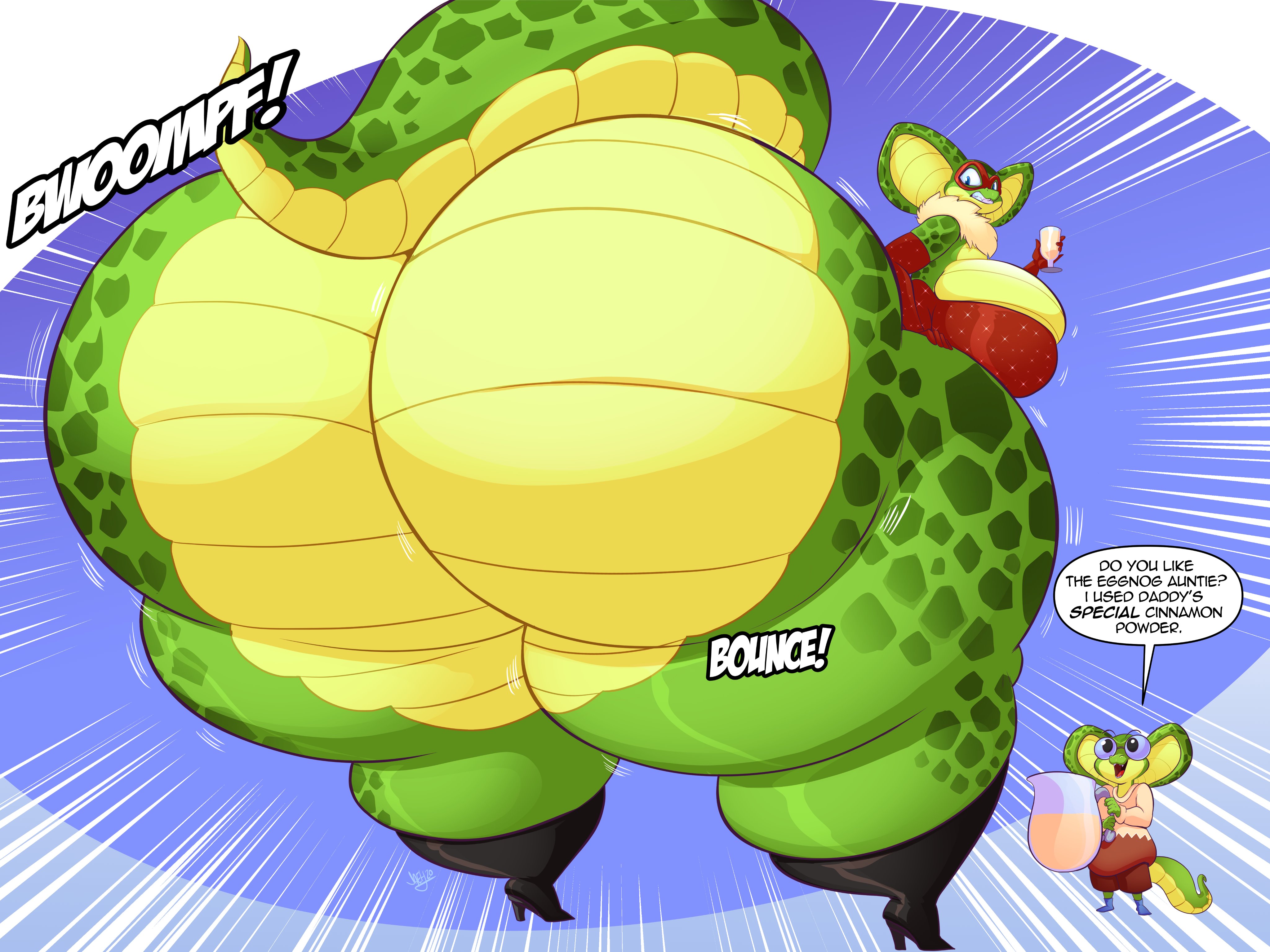 4:3, absurd res, anthro, ass, ass expansion, big ass, big breasts, big butt, big thighs, breasts, butt expansion, character request, clothing, cobra, colossal ass, duo, enormous ass, expansion, fat ass, fat butt, female, female focus, footwear, giant ass, gigantic ass, gigantic butt, green body, green scales, hi res, high heels, hosemistress, huge ass, huge breasts, huge butt, huge thighs, hyper, hyper ass, hyper butt, hyper thighs, jaeh, larger female, male, mask, massive ass, massive butt, original, original character, original characters, reptile, scales, scalie, shoes, size difference, snake, solo focus, thick ass, thick thighs, thunder thighs, wide hips, young