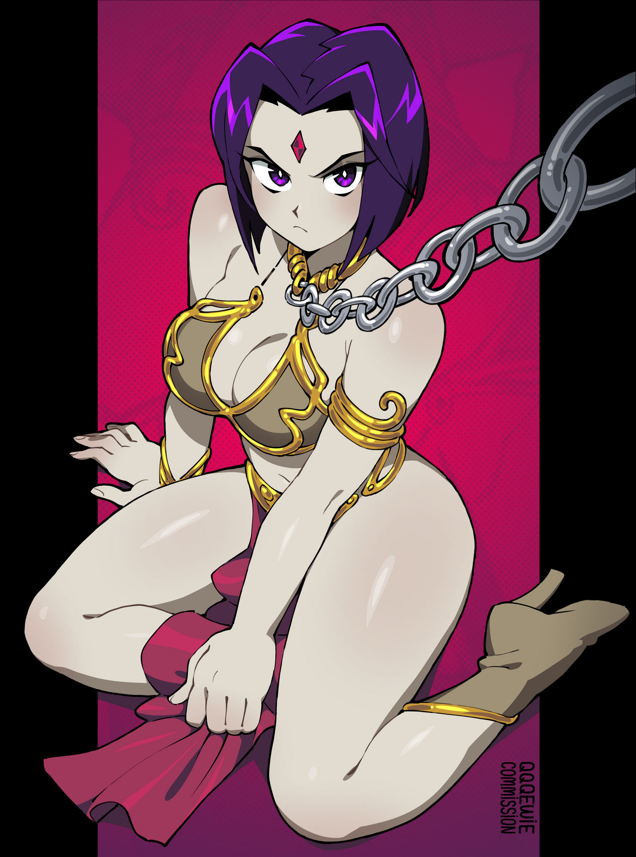 1girls, 333 (dqqqdle), ass, belly dancer, belly dancer outfit, big breasts, boots, breasts, chain leash, chained, chains, cleavage, conjugal slavery, cosplay, dc, dc comics, female, female only, femsub, forehead jewel, grey skin, harem girl, harem outfit, large breasts, loincloth, purple eyes, purple hair, qqqewie, rachel roth, raven (dc), slave, slave bikini, slave collar, slave girl, slave leia (cosplay), slave outfit, solo, solo female, star wars, submissive female, teen titans