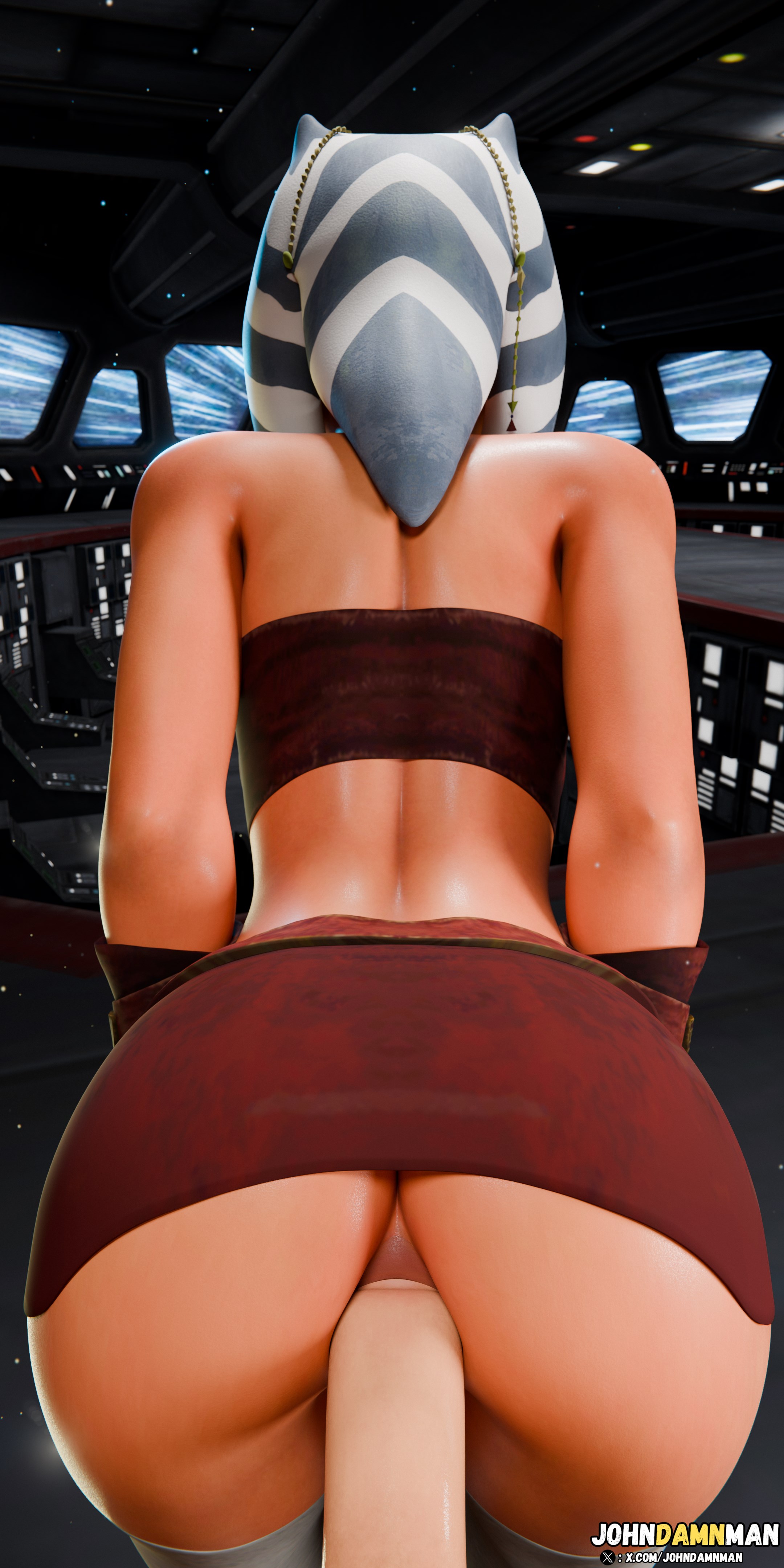 1girls, 3d, ahsoka tano, anal, blender, clone wars, close-up, female, johndamnman, male, quickie, star wars, the clone wars: season one, togruta