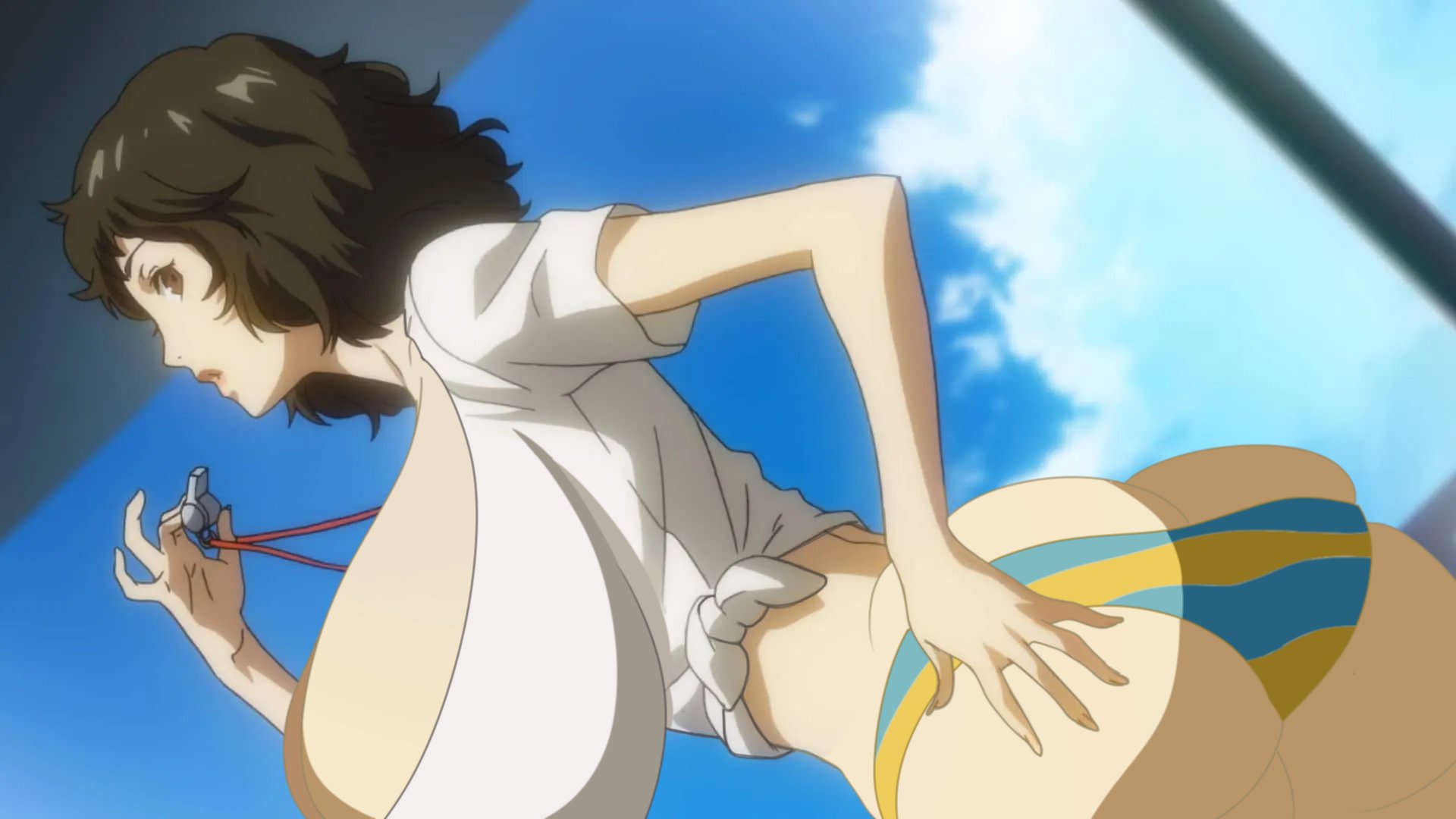 asian, asian bimbo, asian female, ass, ass cleavage, ass crack, ass window, big breasts, bikini, bimbo, bimbo body, boob window, breasts, brown hair, brunette, butt crack, clothed, edit, female, female only, huge breasts, large breasts, lipstick, paag, persona, persona 5, sadayo kawakami, screenshot edit, sideass, swimwear, teaset haliley